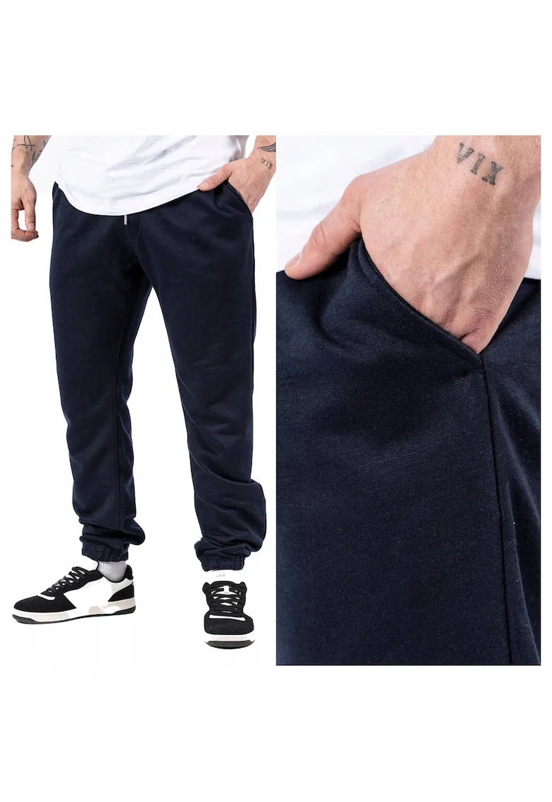 Pantaloni Barbati,  Colin Pants, Regular Fit, Banda Elastica, 2 Buzunare, Lungi, Bumbac, Albastru