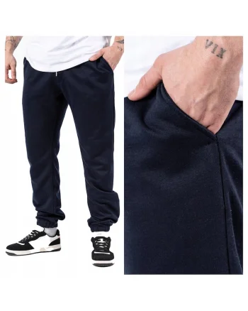 Pantaloni Barbati,  Colin Pants, Regular Fit, Banda Elastica, 2 Buzunare, Lungi, Bumbac, Albastru