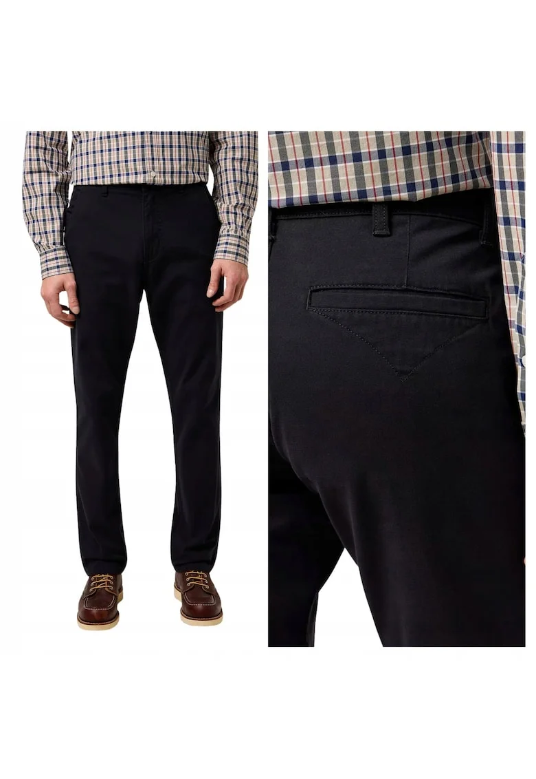Pantaloni Barbati,  Regular Chino, Straight Fit, Cu Fermoar, 5 Buzunare, Lungi, Bumbac, W32-L34 US, Negru