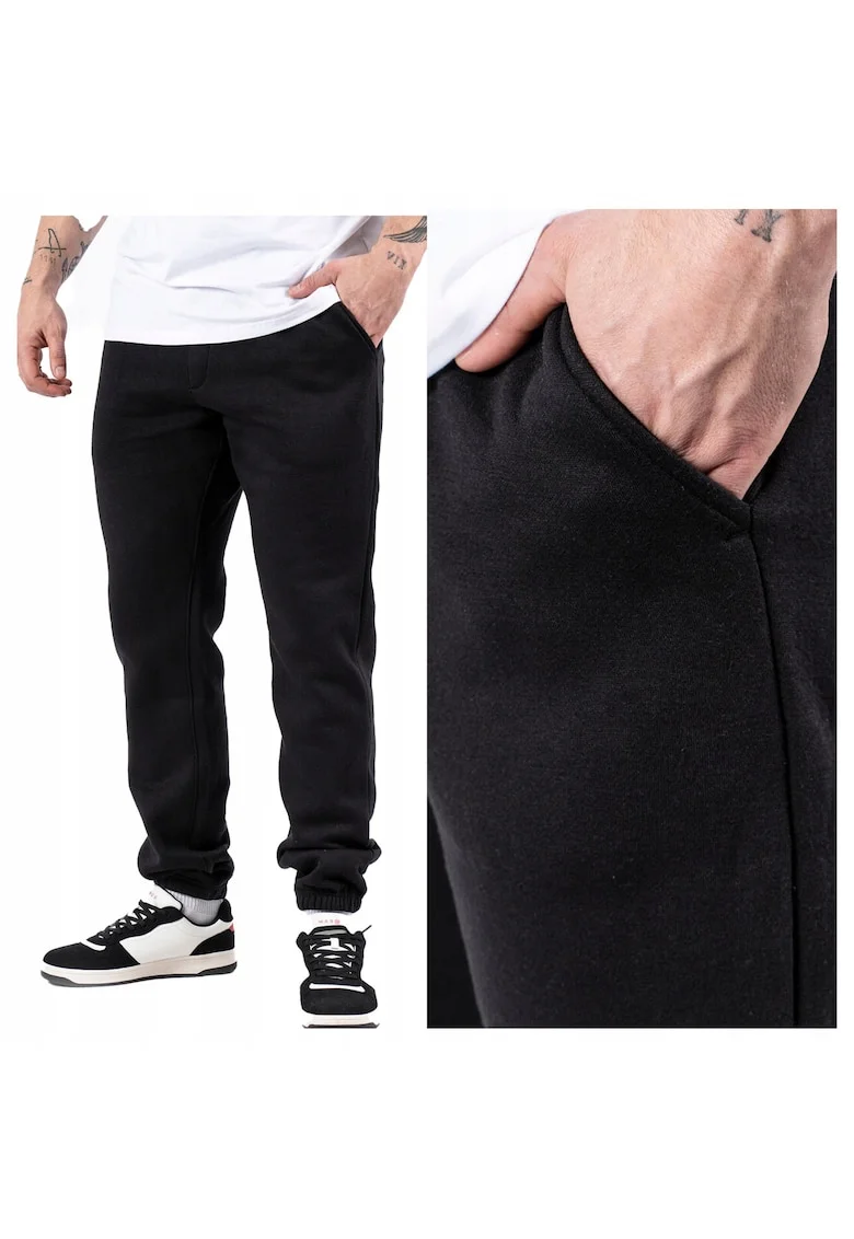 Pantaloni Barbati,  Colin Pants, Regular Fit, Banda Elastica, 2 Buzunare, Lungi, Bumbac, Negru
