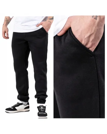 Pantaloni Barbati,  Colin Pants, Regular Fit, Banda Elastica, 2 Buzunare, Lungi, Bumbac, Negru