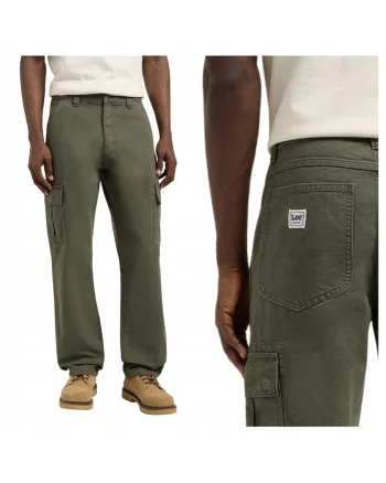 Pantaloni Barbati,  Cargo Pant, Loose Fit, Cu Fermoar, 5 Buzunare, Lungi, Bumbac, Verde, Verde