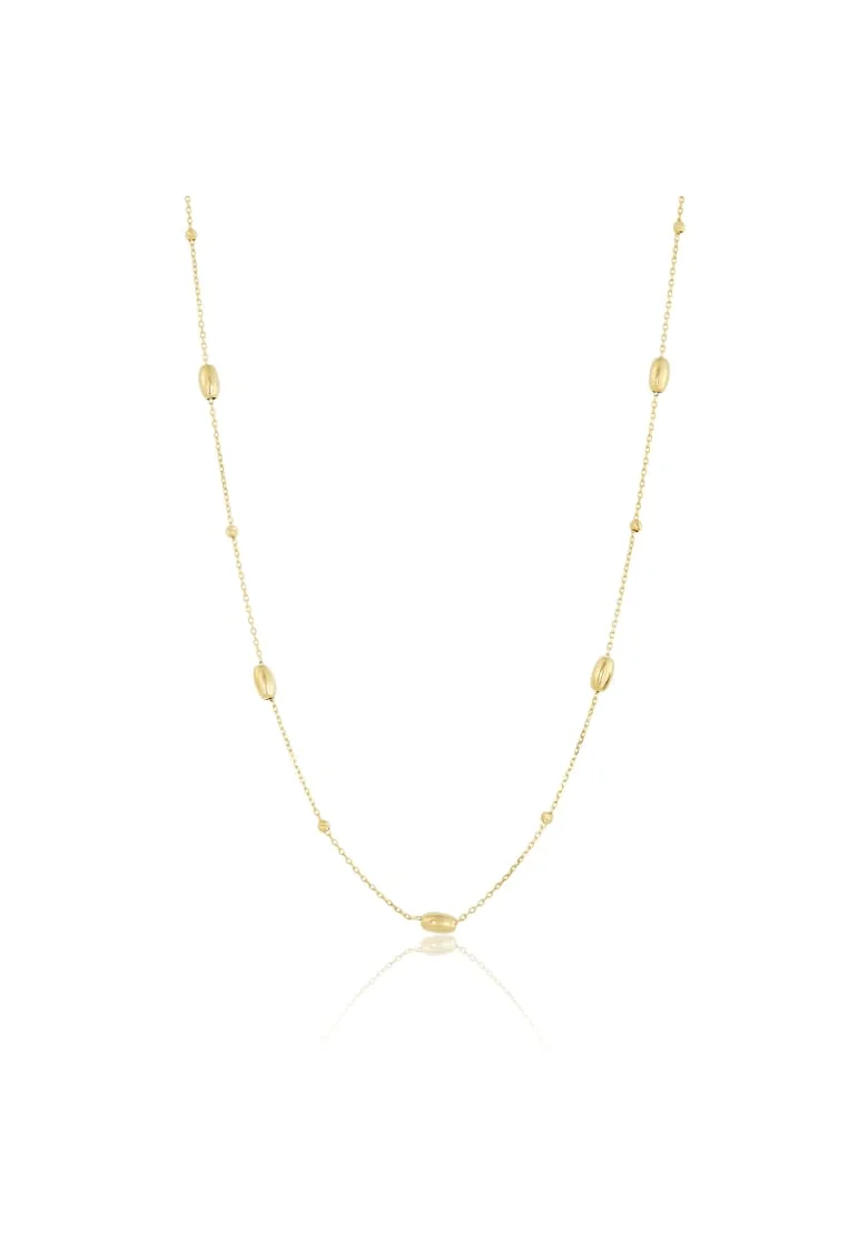 Colier din Aur Galben de 18 kt cu Bile Diamantate si Bile Ovale,  1.84g