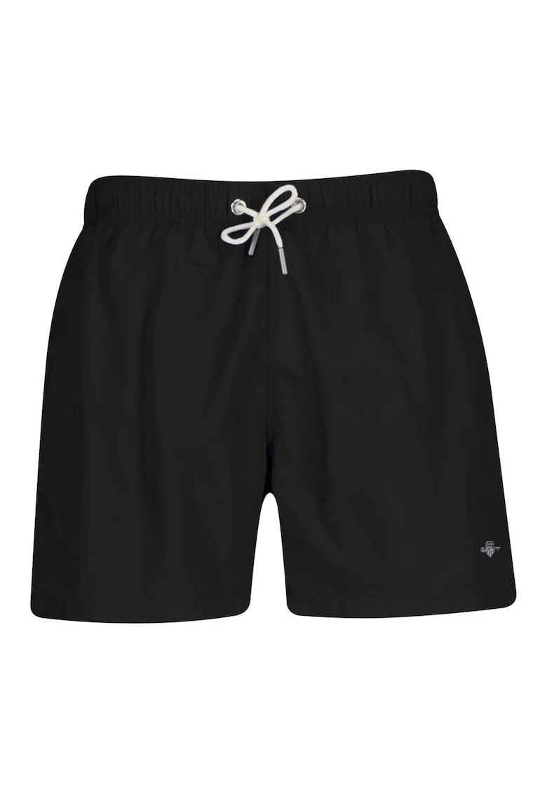Pantaloni scurti de baie cu buzunare si snur, Negru