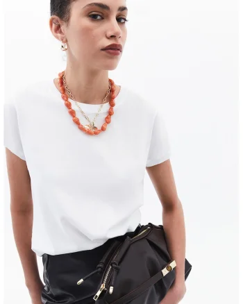 Tricou din bumbac cu model uni, Alb