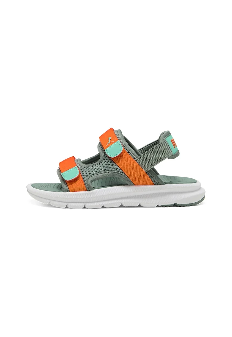Sandale cu velcro Evolve, Portocaliu mandarina/Verde sparanghel