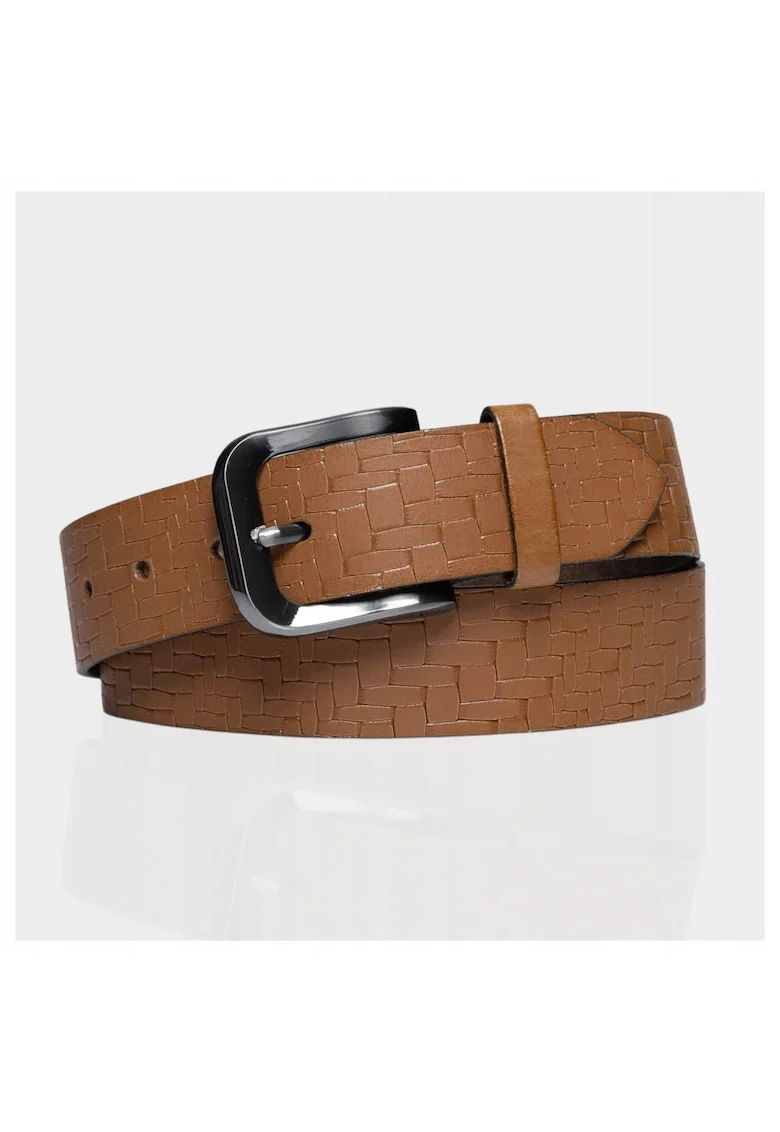 Curea pentru barbati,  100% piele naturala, cu catarama metalica, maro, 100 Cm