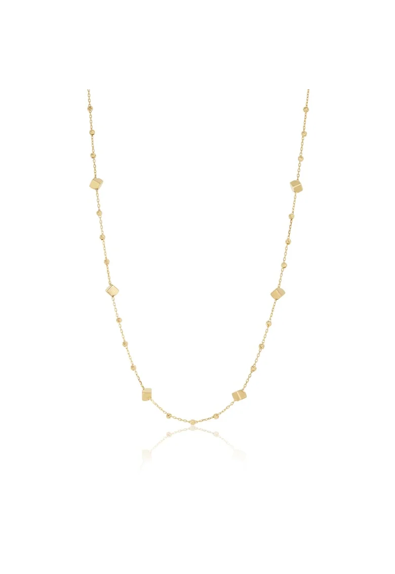 Colier din Aur Galben de 18 k cu Lant Diamantat, Bile Diamantate si Cuburi,  2.44g