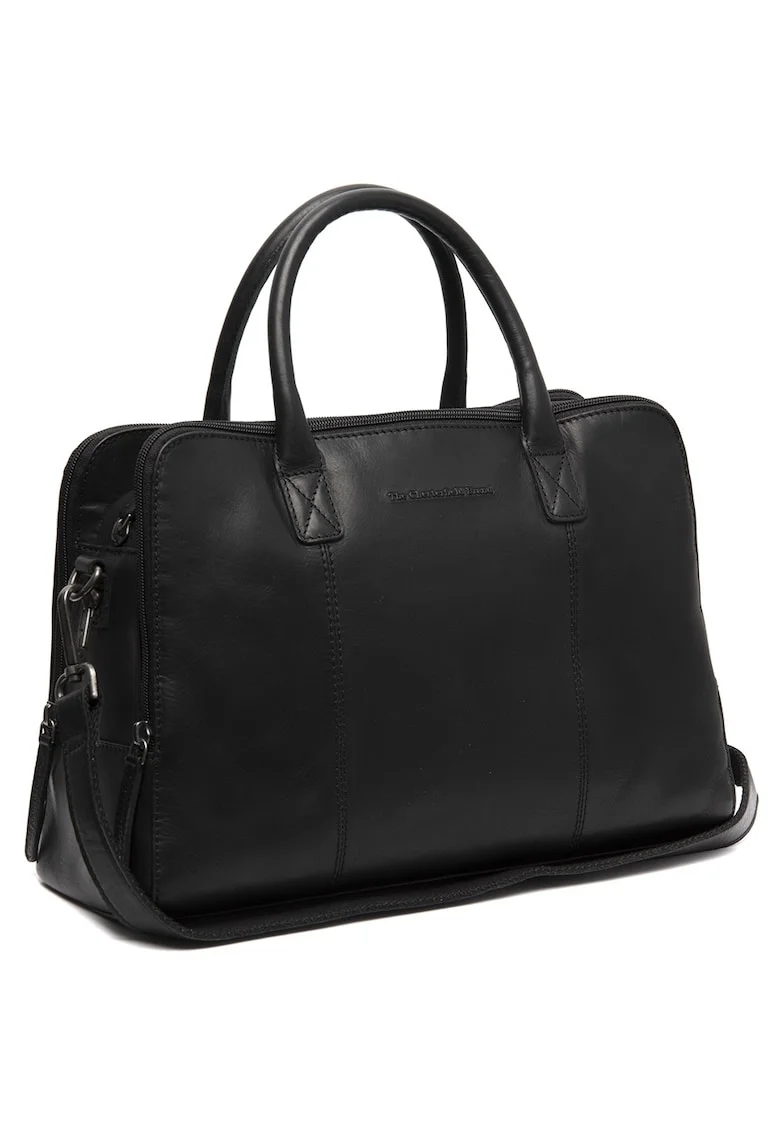 Geanta de dama din piele naturala,  Layton, Negru, 35 x 13 x 24 cm