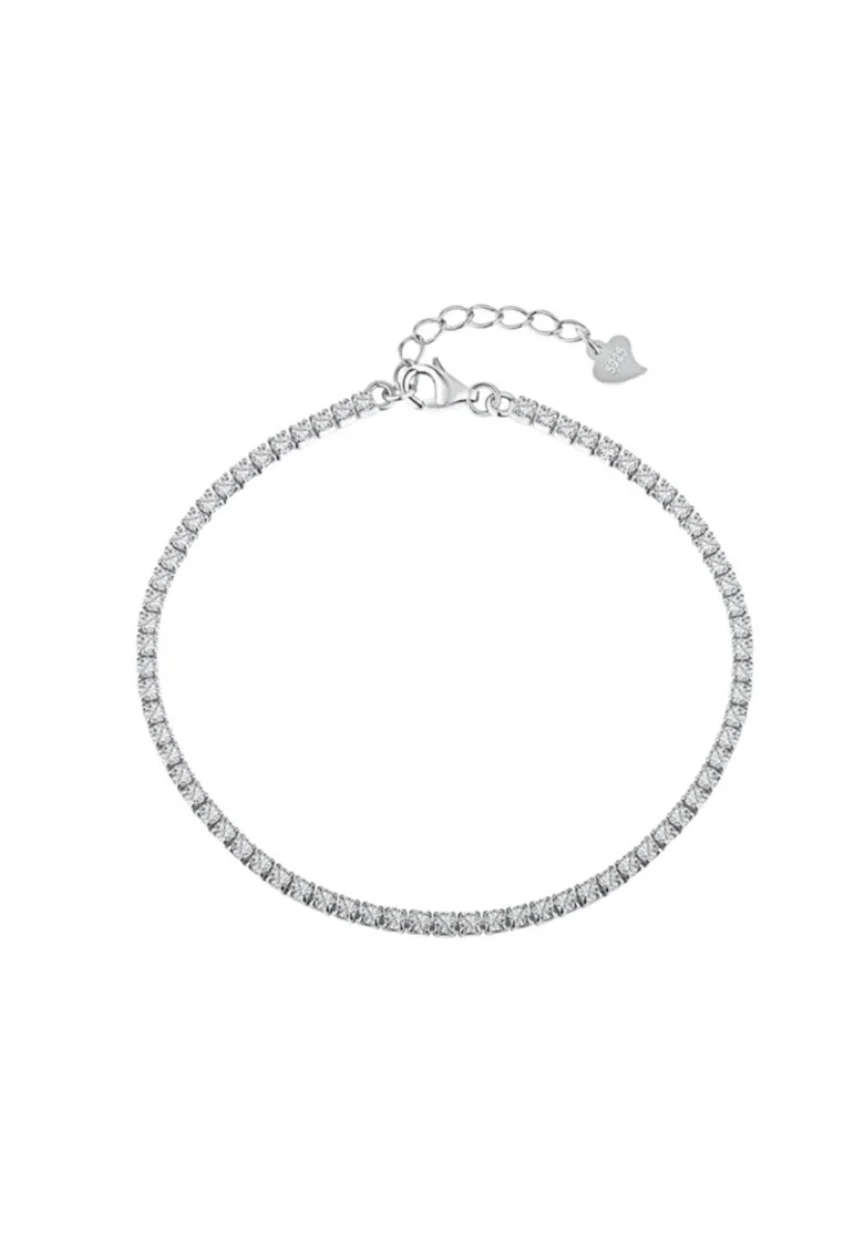 Bratara Tennis din Argint 925,  Placata cu Rodiu si Pietre Zirconia 2mm