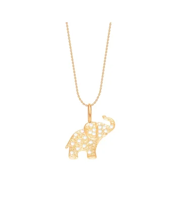 Colier placat cu aur 18K si pandantiv in forma de elefant decorat cu pietre zirconia