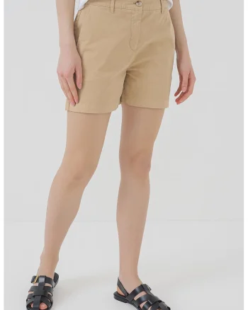 Pantaloni scurti cu talie inalta Haleyli, Maro camel