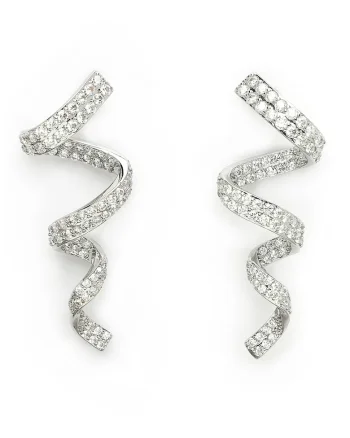 Cercei drop cu zirconia, Transparent, Argintiu/Transparent