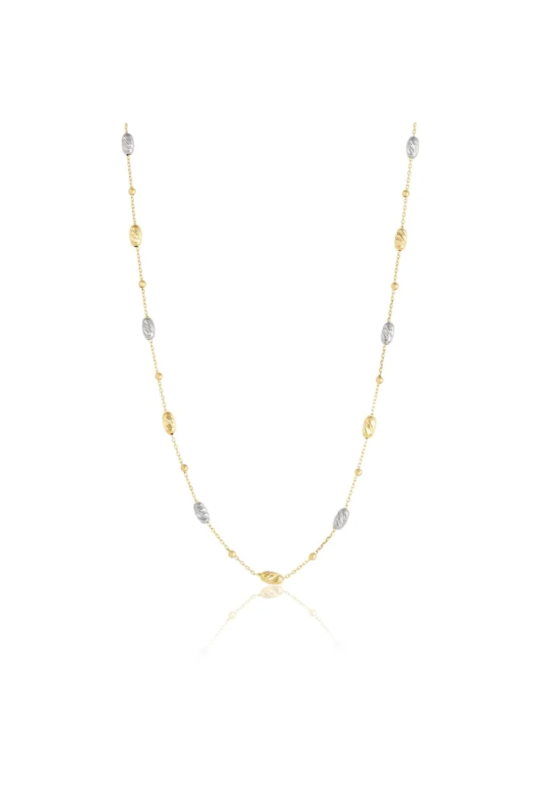 Colier din Aur Galben de 18 k cu Lant Diamantat, Bile si Forme Geometrice Ovale Diamantate Multicolore Albe, Galbene,  3.17g