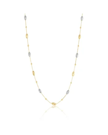 Colier din Aur Galben de 18 k cu Lant Diamantat, Bile si Forme Geometrice Ovale Diamantate Multicolore Albe, Galbene,  3.17g