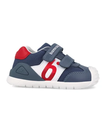 Pantofi sport cu inchidere velcro si logo, Rosu/Albastru inchis/Alb murdar