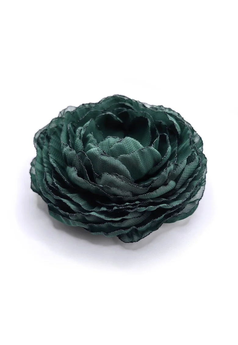 Brosa eleganta bujor,  floare mare din voal, Verde inchis