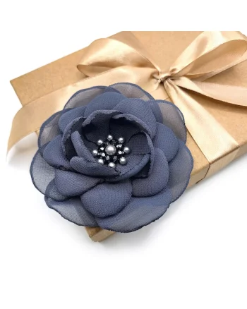 Brosa floare din voal eleganta, Zia Fashion, Lavinia, mac rosu, handmade, Gri inchis