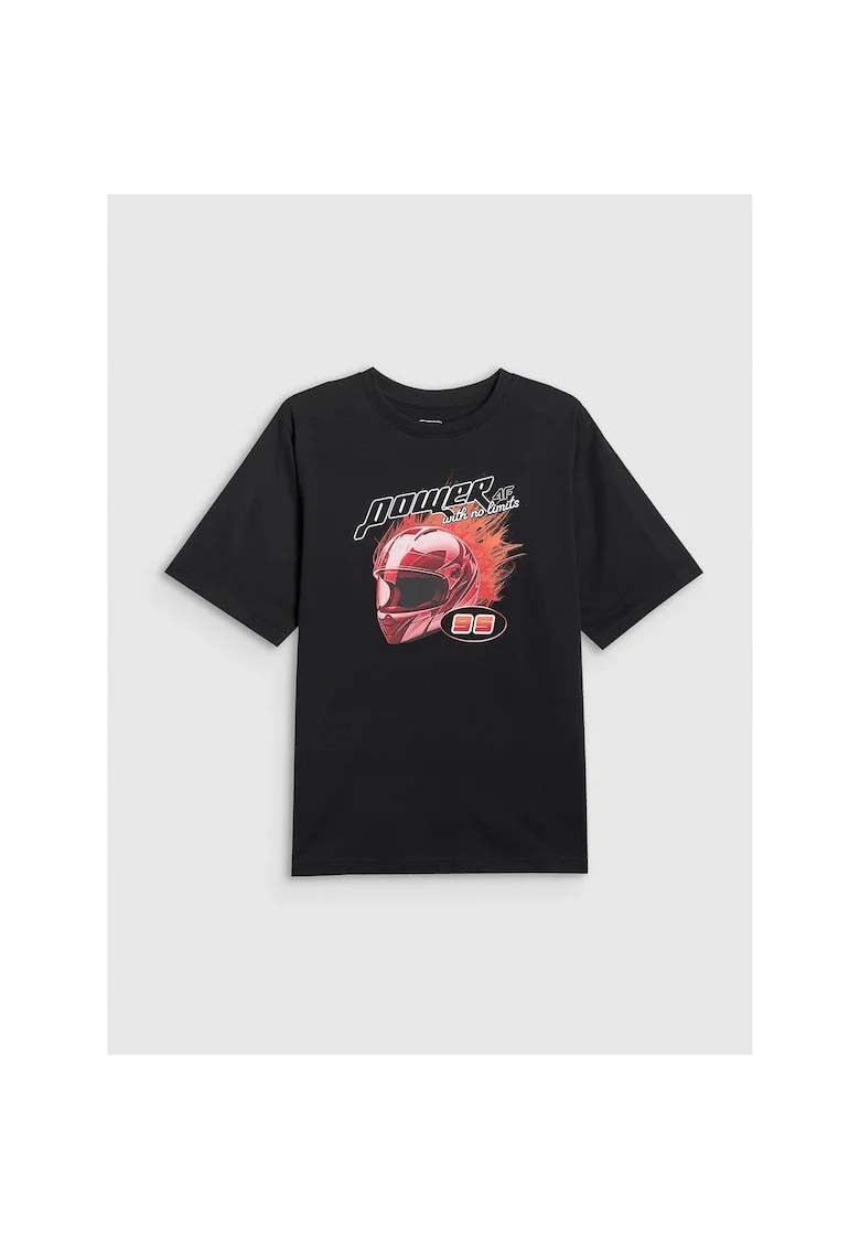 Tricou copii,  negru, bumbac, croiala lejera, tesatura respirabila
