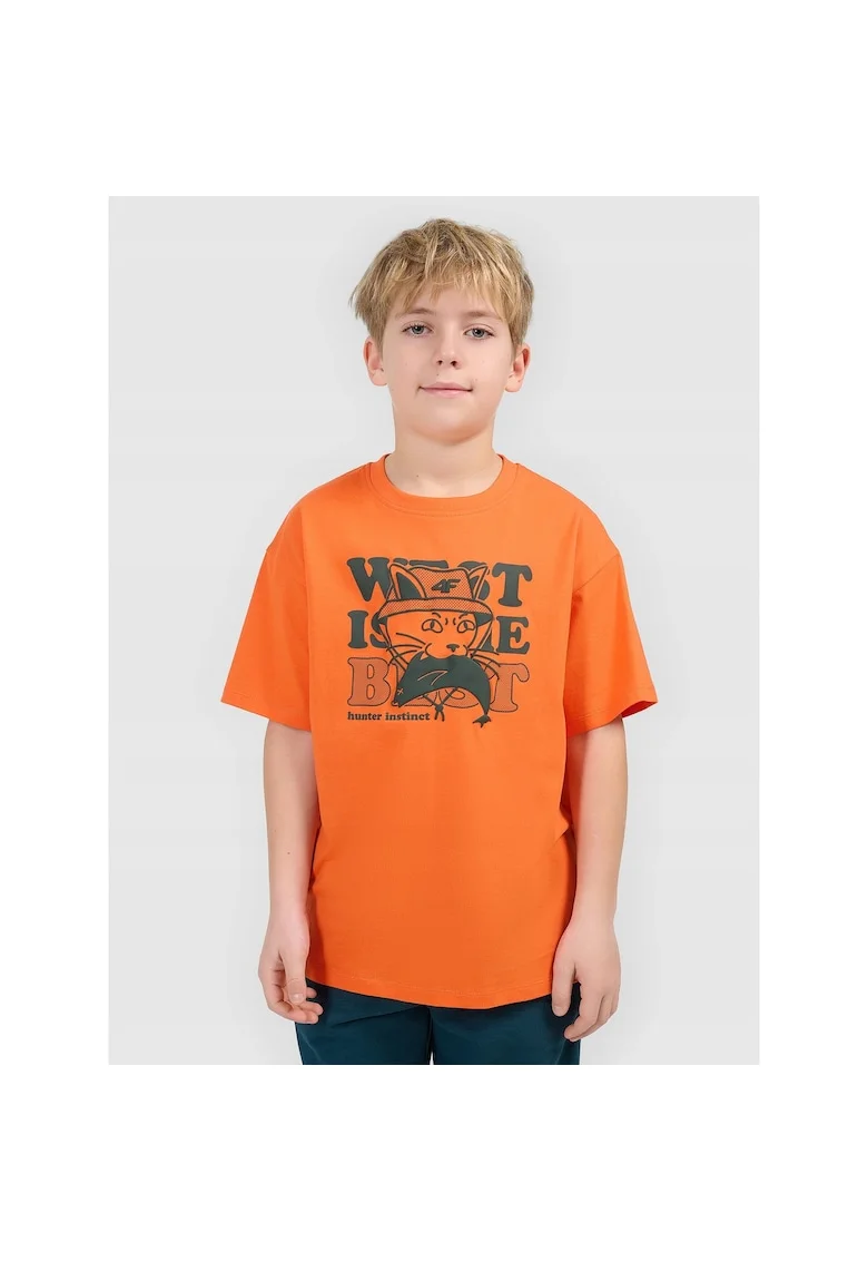 Tricou copii  portocaliu, croiala oversize, material respirabil