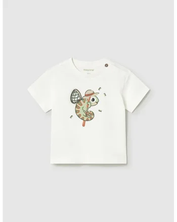 Tricou de bumbac cu model grafic, Alb/Portocaliu/Verde pal