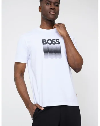 Tricou de bumbac cu imprimeu logo, Negru/Alb optic