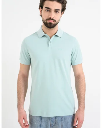 Tricou polo regular fit cu detaliu logo discret Pio, Verde menta
