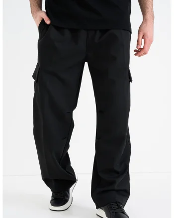 Pantaloni de trening cargo relaxed fit Fabio, Negru