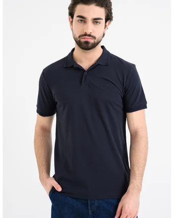Tricou polo slim fit cu logo grafic, Albastru ultramarin