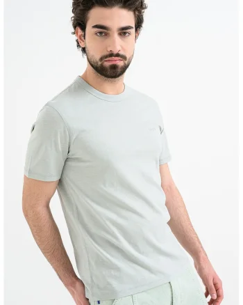 Tricou slim fit din bumbac Tegood, Verde/Verde pal