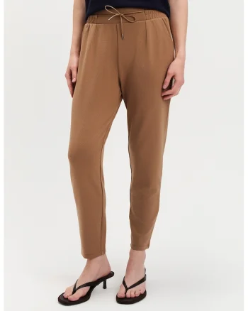 Pantaloni crop cu snur, Caramel