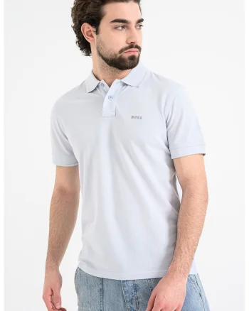 Tricou polo de bumbac pique Prime, Albastru glaciar