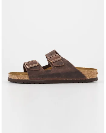 Papuci unisex de piele cu catarame Arizona, Maro inchis