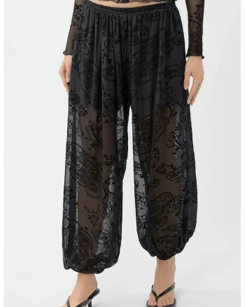 Pantaloni dama,  negru, poliester-elastan