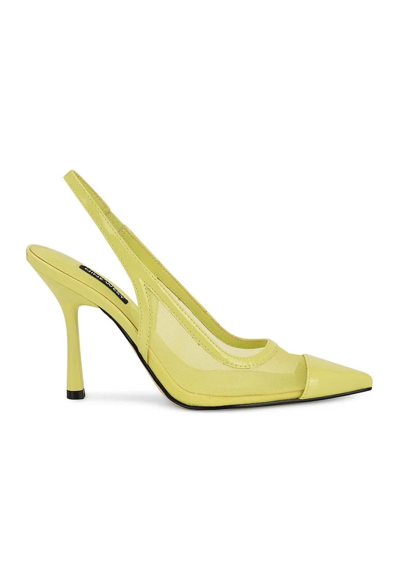 Pantofi slingback cu varf ascutit si piele lacuita Jermain, Verde fistic