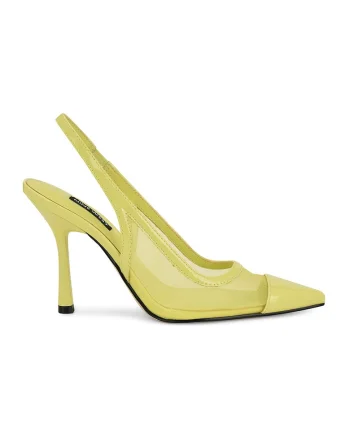 Pantofi slingback cu varf ascutit si piele lacuita Jermain, Verde fistic