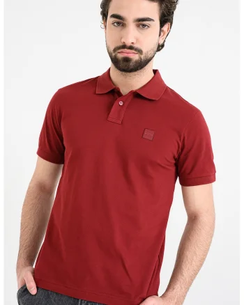 Tricou polo slim fit Passenger, Rosu inchis