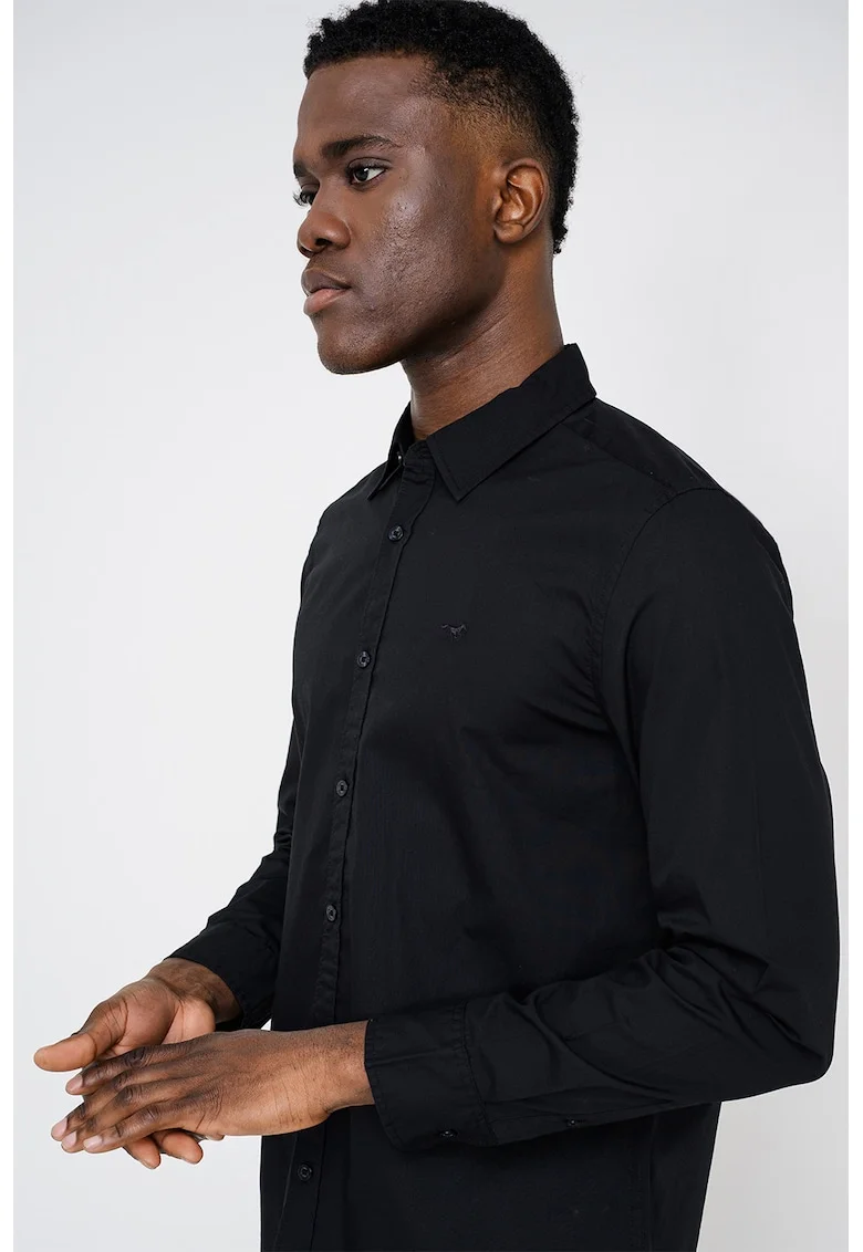 Camasa slim fit de bumbac Canton, Negru