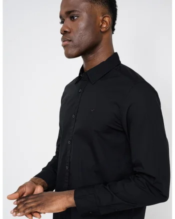 Camasa slim fit de bumbac Canton, Negru