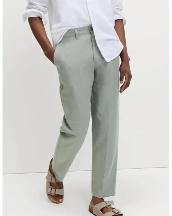 Pantaloni regular fit lungi, Verde pal