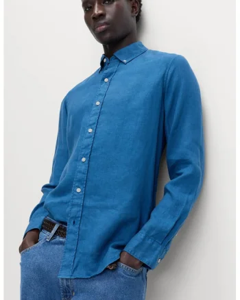 Camasa Oxford de in, Albastru pastel