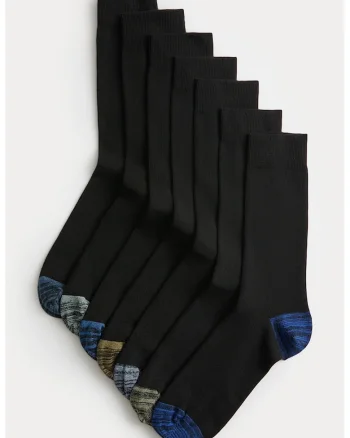 Set de sosete lungi uni - 7 perechi, Negru