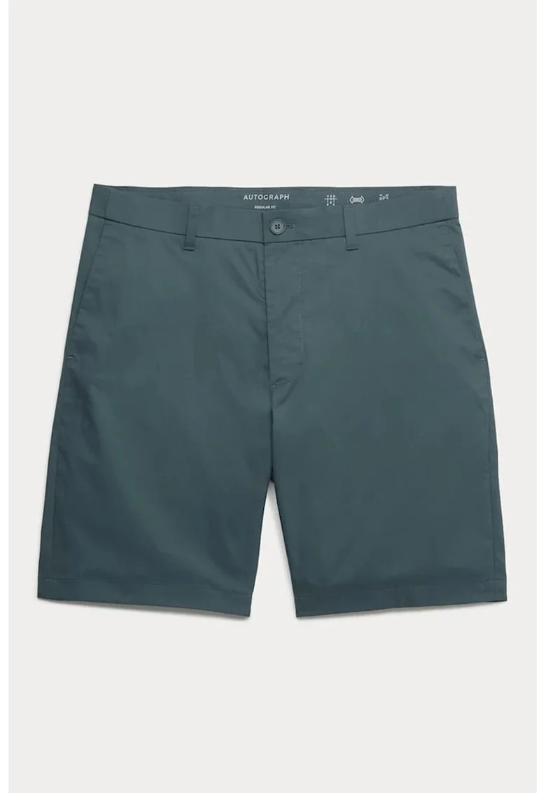 Pantaloni chino cu talie medie, Albastru petrol