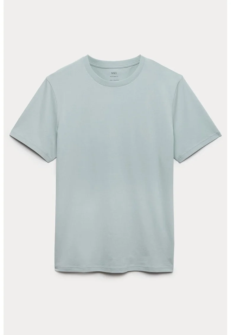 Tricou uni cu decolteu la baza gatului, Albastru pastel