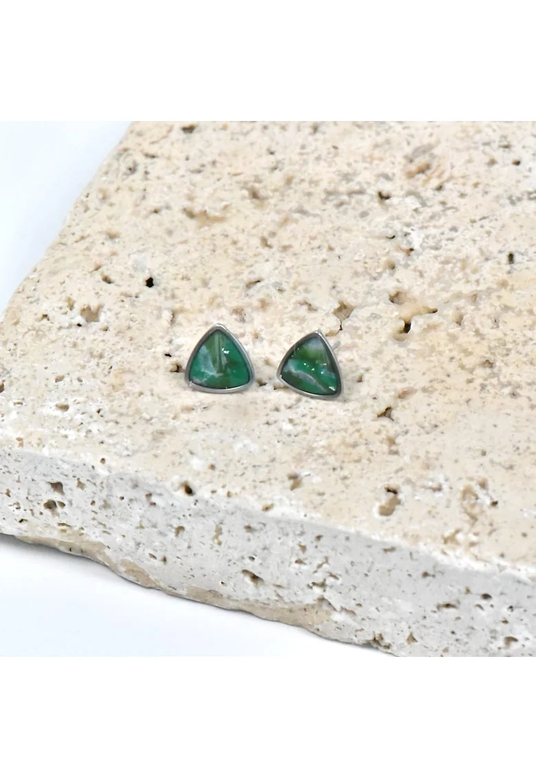 Cercei lut polimeric si rasina epoxidica, multicolor, 5x7cm, Verde/Argintiu