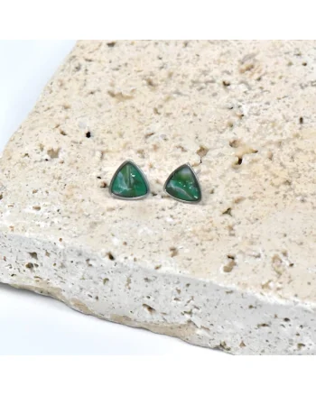 Cercei lut polimeric si rasina epoxidica, multicolor, 5x7cm, Verde/Argintiu