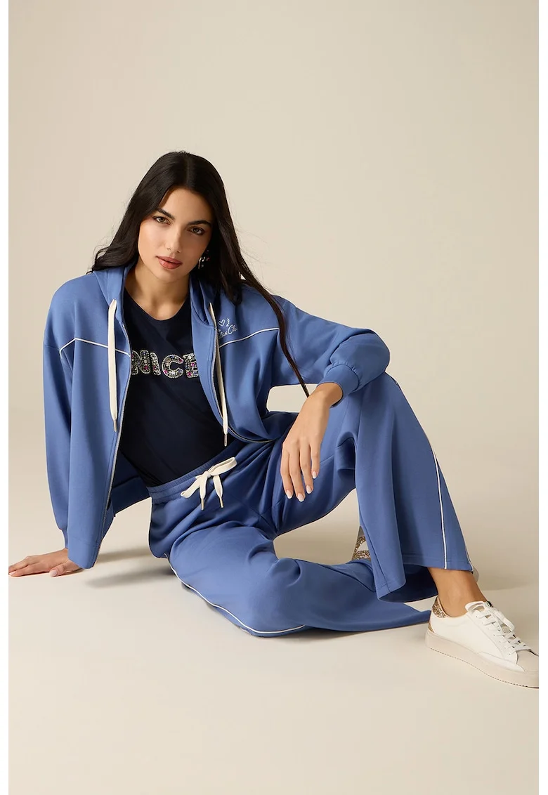 Pantaloni de trening cu snur si buzunare laterale, Albastru pastel