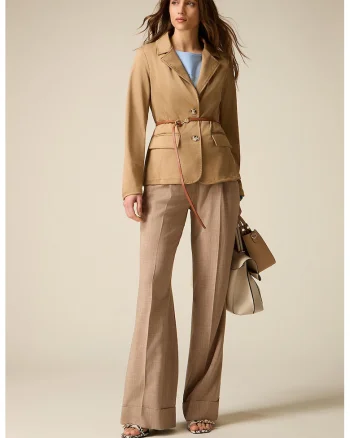 Pantaloni drepti cu pliuri, Maro camel