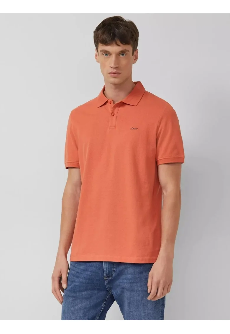 Tricou polo barbati, din bumbac cu croiala Regular Fit, logo,, Portocaliu