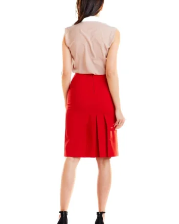 Fusta midi dama  Herzerine A255 rosie, Rosu